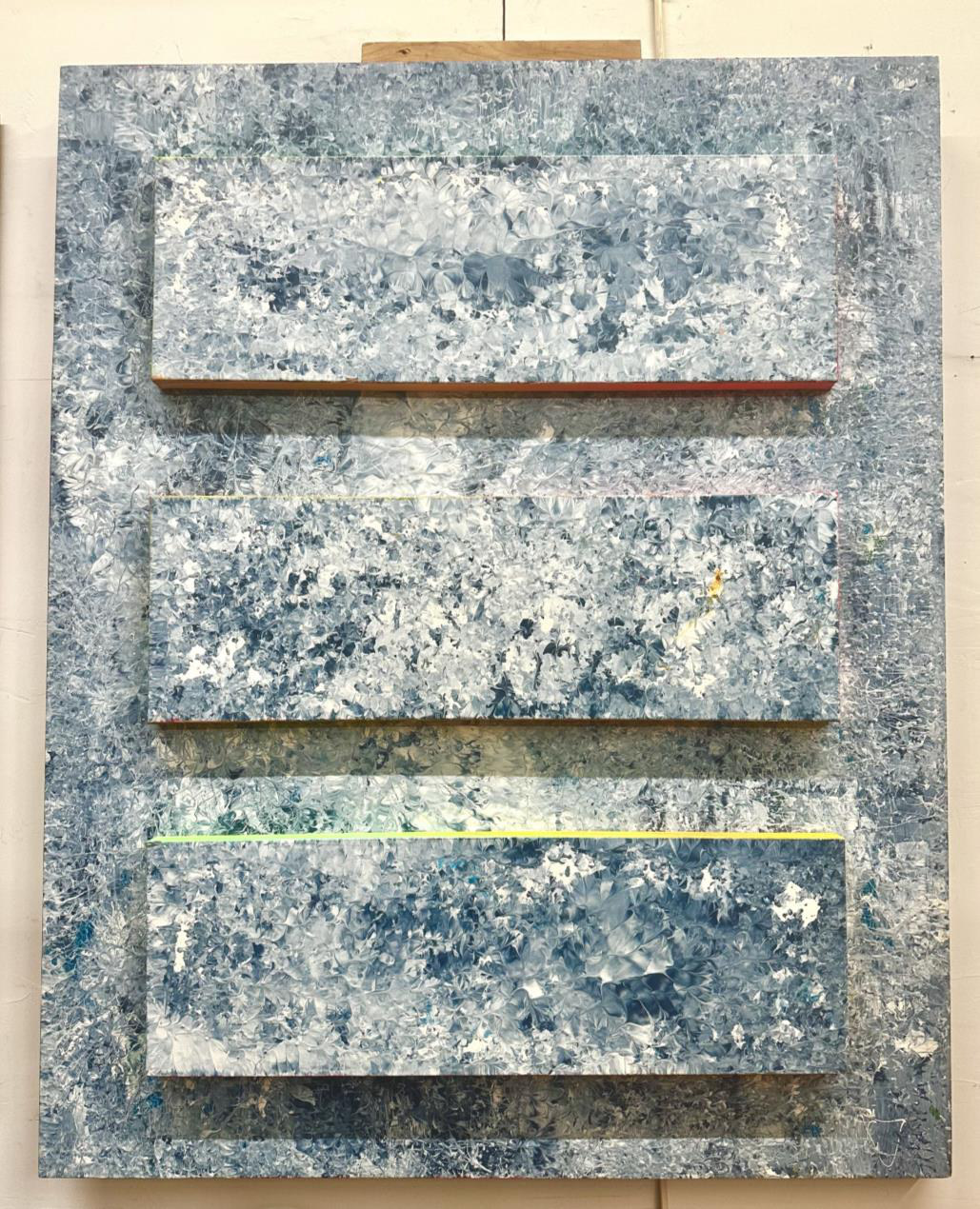 Abstract Trinity — Acrylic on canvas & wood, 48 × 60 in